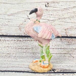Pink Flamingo Figurine Vintage Style Beach Tropical Decor